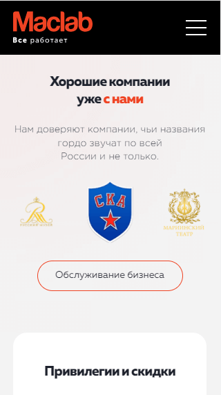 мобильная версия сайта https://www.mac-lab.ru/